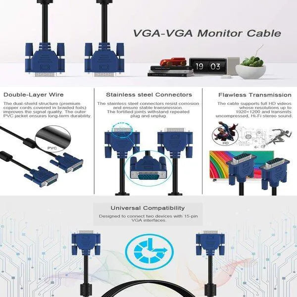 VGA TFT Cable | VGA to VGA Cable | 1.5M