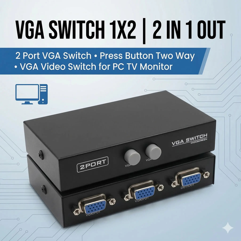 VGA Switch 1×2 | 2 Port VGA Video Switch