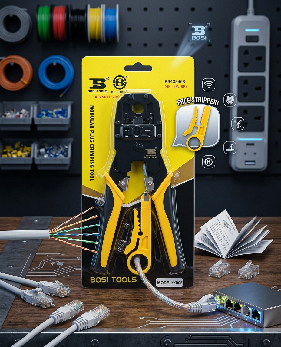 Bosi Modular Plug Crimping Tool | High Precision RJ45 Crimper
