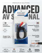 NICOL 2RCA to AUX Cable 1.5 MTR