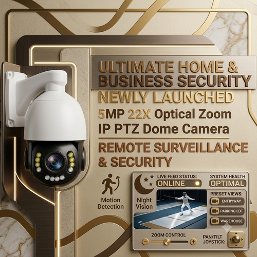 5MP 22X Optical Zoom IP PTZ Dome Camera | Dual Audio & Dual Light AI Human Detection