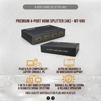 Hdmi Splitter 1x4 | 4K 2K 60Hz| HDMI Switcher Box with IR Wireless Remote Control