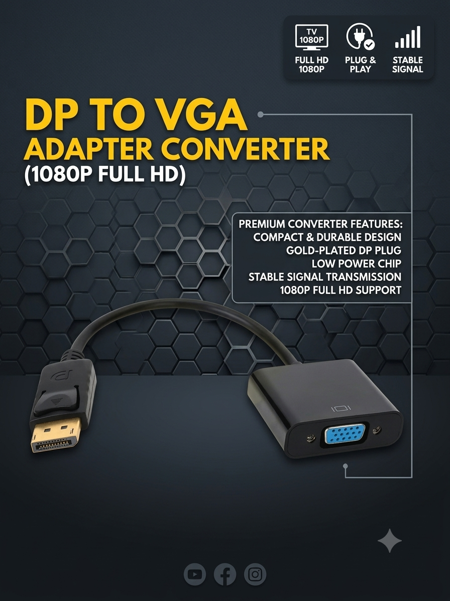DP to VGA Adapter Converter (1080P)