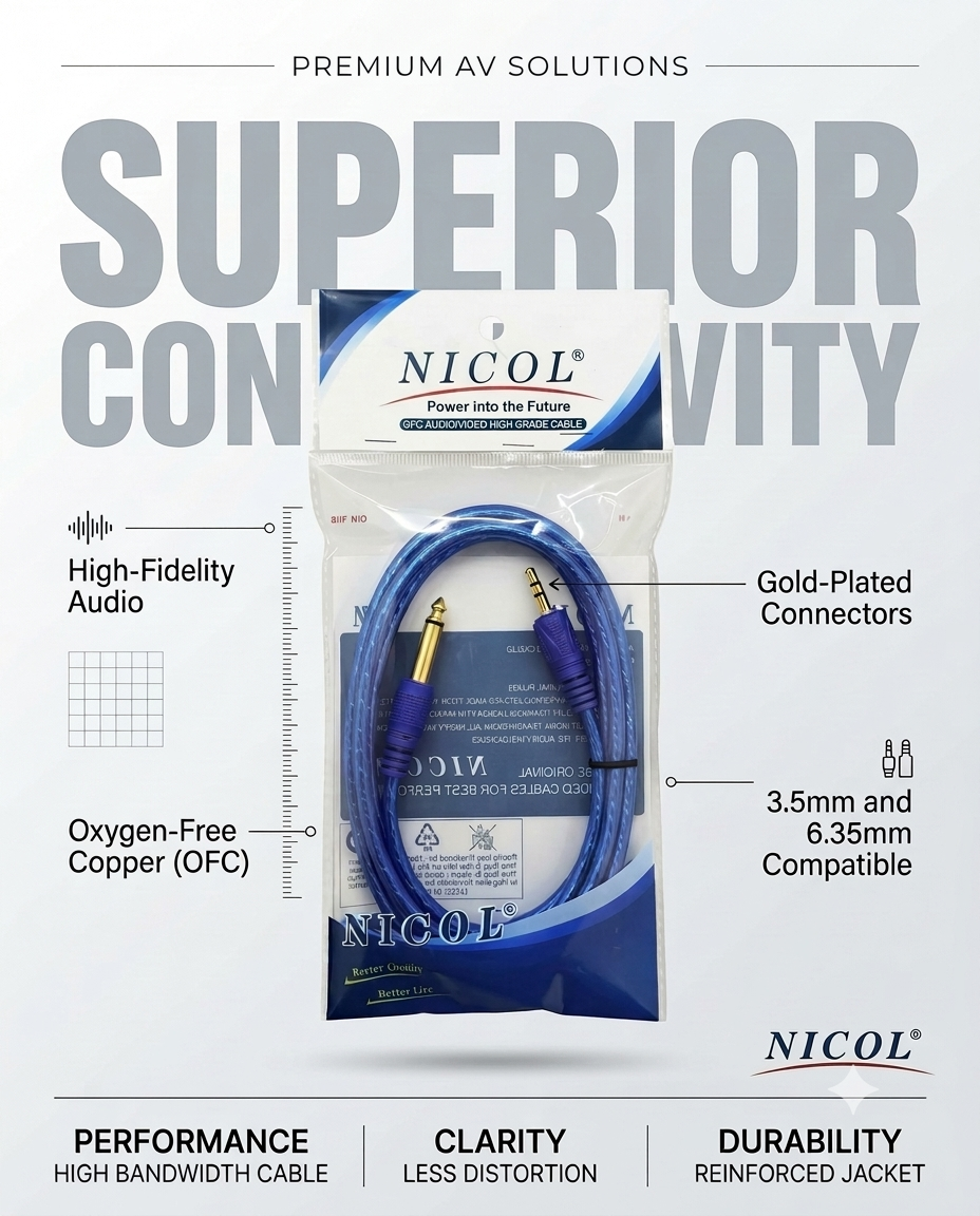 NICOL AUX to MIC Cable 1.5 MTR