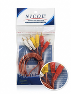 NICOL 3RCA to 3RCA Full Copper Cable 1.5 MTR