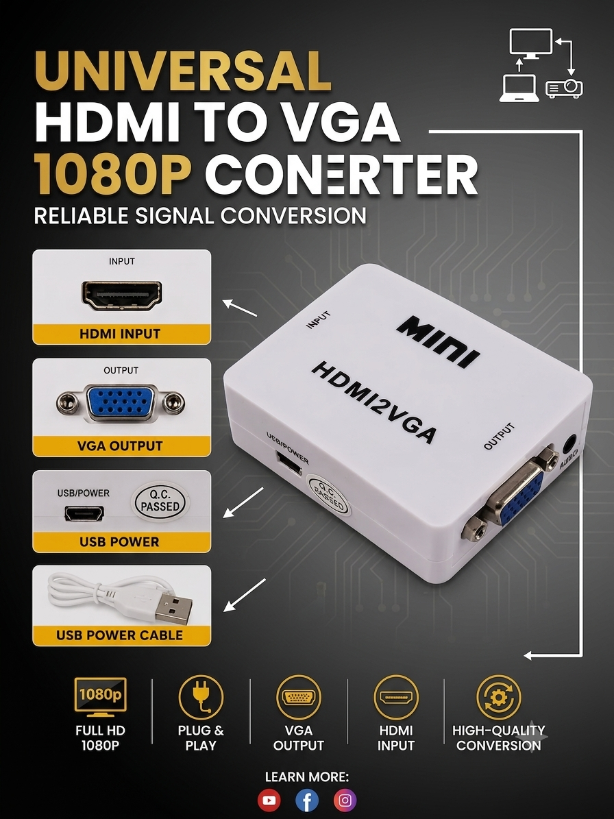 HDMI to VGA 1080P Video Converter