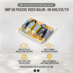 8MP (PVA) 3-in-1 Video Power Audio Balun over Cat5/6 Connector