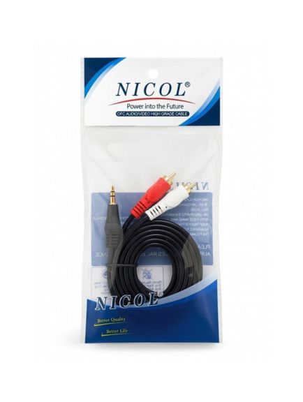 NICOL 2RCA to AUX Cable 1.5 MTR