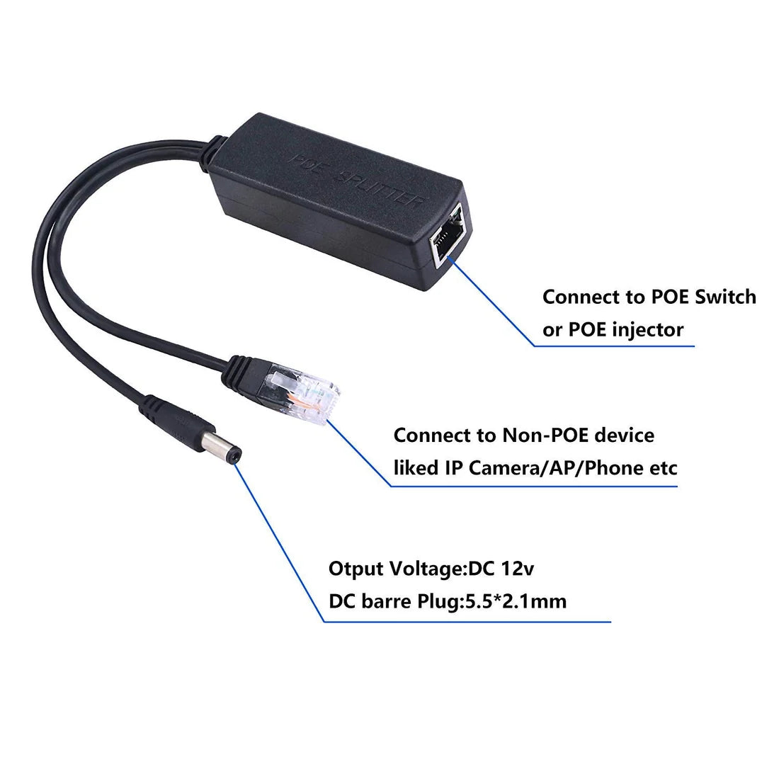 48V To 12V POE SPLITTER CABLE